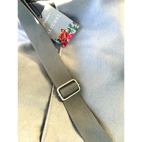 NWT Paperchase Light Grey Felted Fabric Multicolor Floral Messenger Bag 16x12x5 - Picture 4 of 7